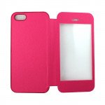 Wholesale iPhone 5 / 5S Slim Touch Screen Flip Leather Case (Hot Pink)